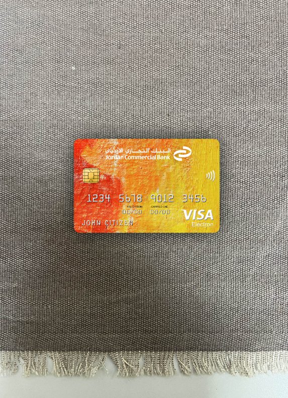 Download Jordan Commercial Bank JCB bank visa electron card photolook front Photoshop template